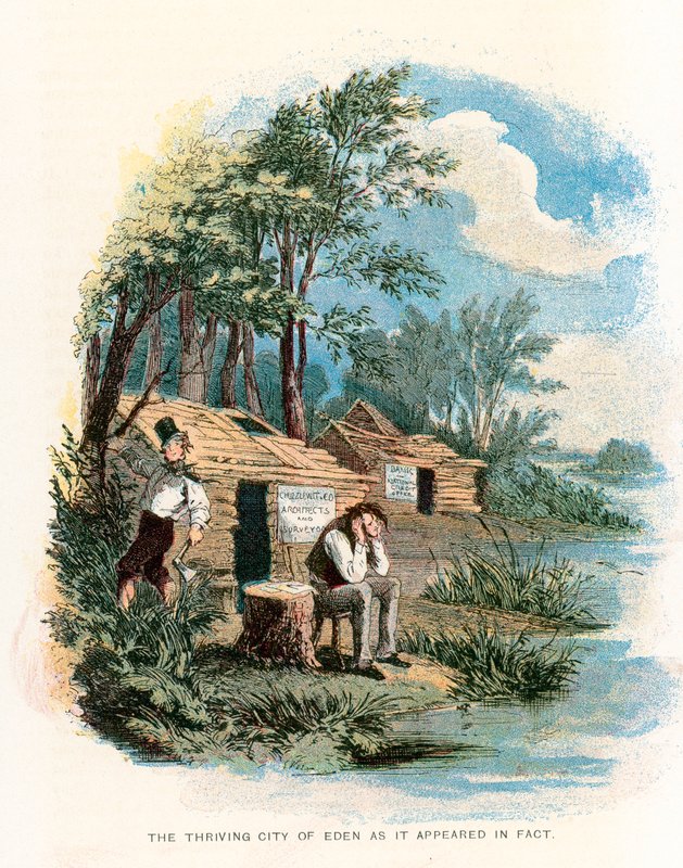 Martin Chuzzlewit için çizim by Hablot Knight Browne