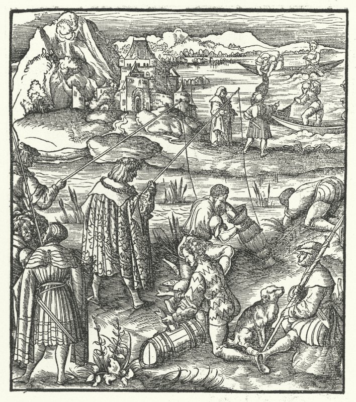 Avusturya balıkçılık Arşidük Maximilian (gravür) by Hans (after) Burgkmair