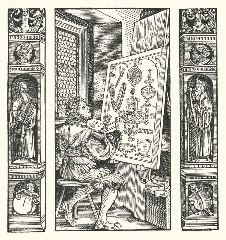 Mücevher ressamı (gravür) by Hans (after) Burgkmair