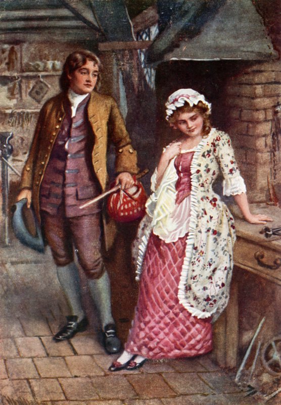 Joe Willet ve Dolly Varden (renkli taş) by Harold Copping