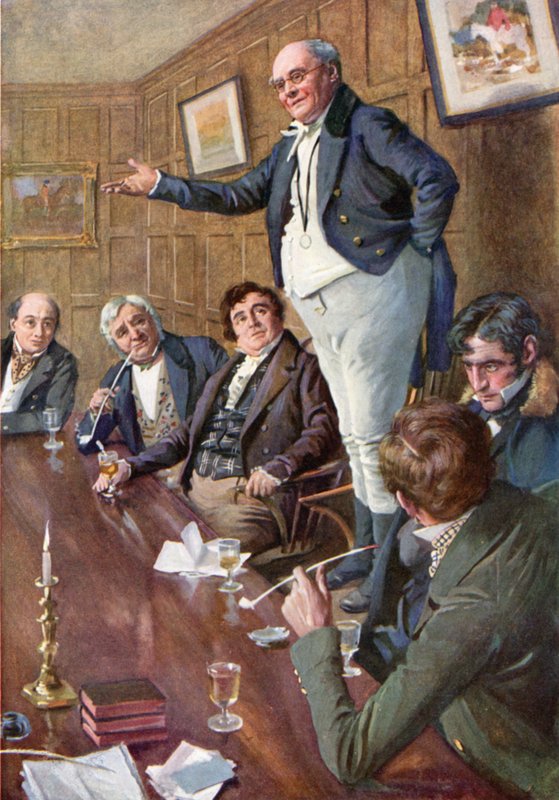 Bay Pickwick Kulübe hitap ediyor (renkli taş) by Harold Copping