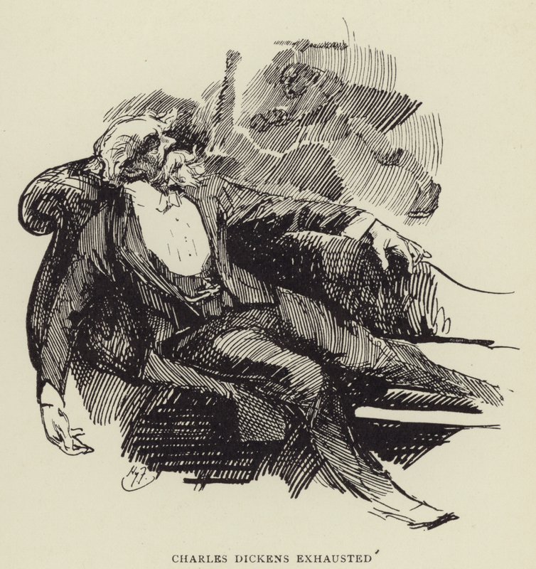 Charles Dickens yorgun by Harry Furniss