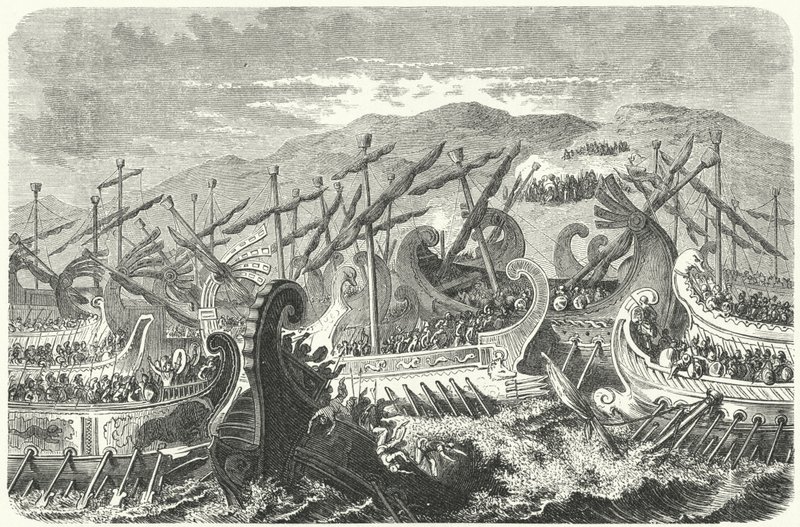 Salamis Savaşı, MÖ 480 (gravür) by Heinrich Leutemann
