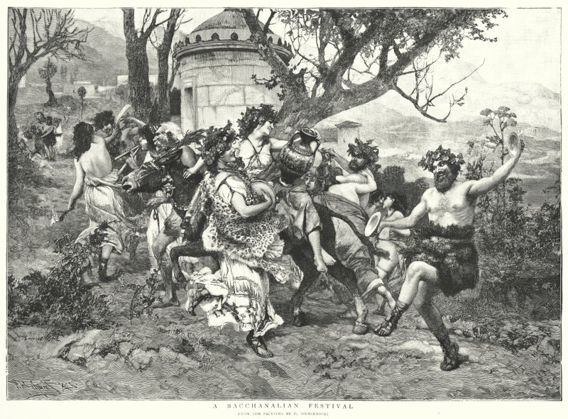Bir Bacchanalian Festivali (lito) by Hendrik (after) Siemiradzki