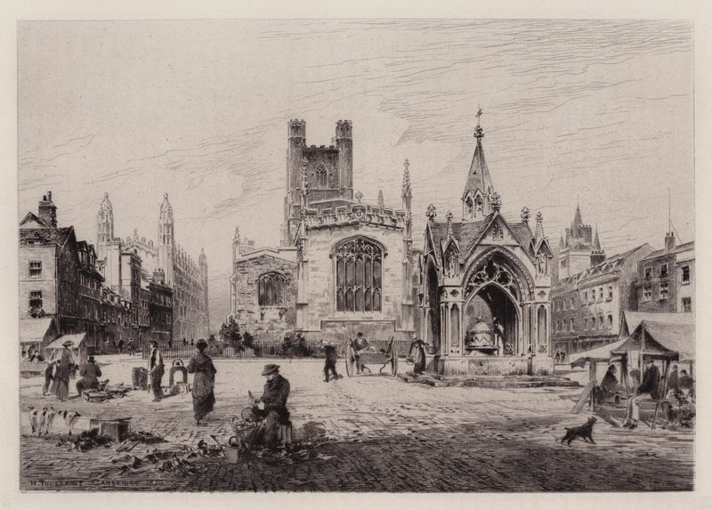 Cambridge: Market Hill (gravür) by Henri (after) Toussaint