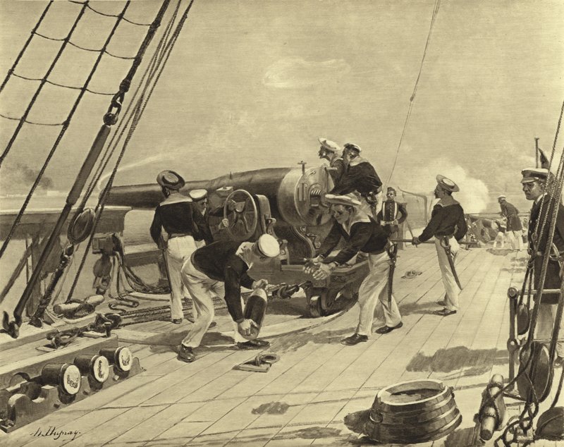 İskenderiye bombardımanı, 1882 (gravür) by Henri Louis Dupray