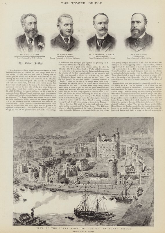 Tower Bridge, Londra inşaatı by Henry William Brewer