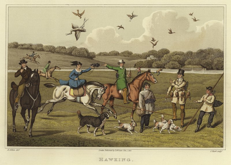 Hawking (kromolito) by Henry Thomas Alken