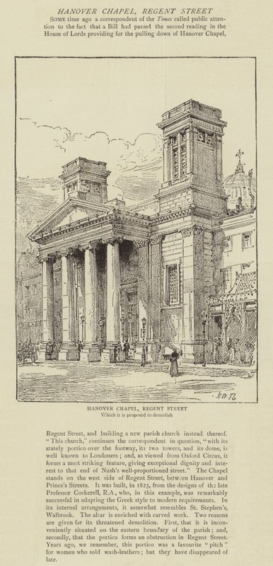 Hannover Şapeli, Regent Caddesi by Henry William Brewer