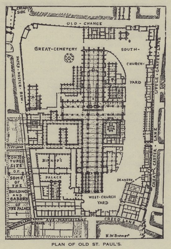 Eski St Pauls Planı by Henry William Brewer