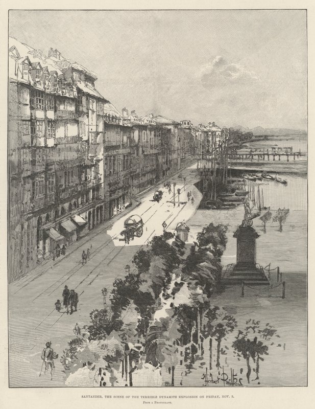 Santander, 3 Kasım Cuma günü Korkunç Dinamit Patlaması Sahnesi by Herbert Railton