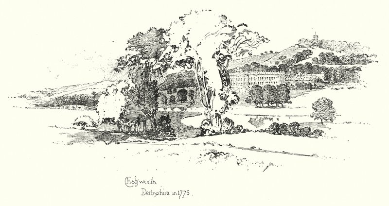 Chatsworth, Derbyshire, 1775'te (lito) by Herbert (after) Railton