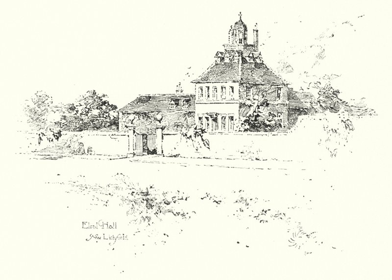 Elral Hall, Lichfield yakınında (lito) by Herbert (after) Railton