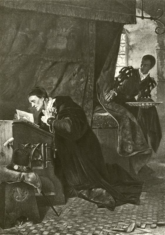 Louis XI ve Oliver Le Dain (gravür) by Hermann Kaulbach