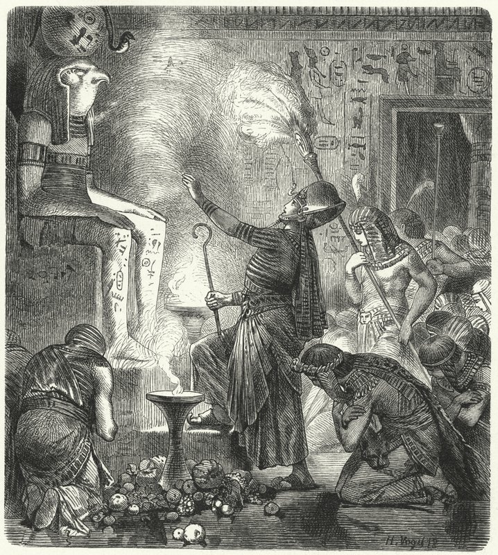 Bir tapınakta genç bir Mısır firavunu by Hermann Vogel
