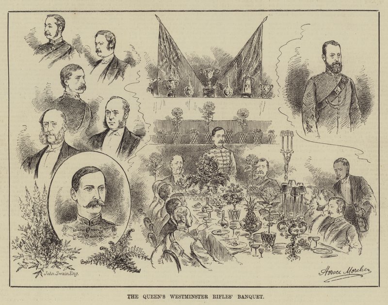 ಕ್ವೀನ್ಸ್ ವೆಸ್ಟ್‌ಮಿನಿಸ್ಟರ್ ರೈಫಲ್ಸ್ ಔತಣ ಟರ್ಕ್ by Horace Morehen