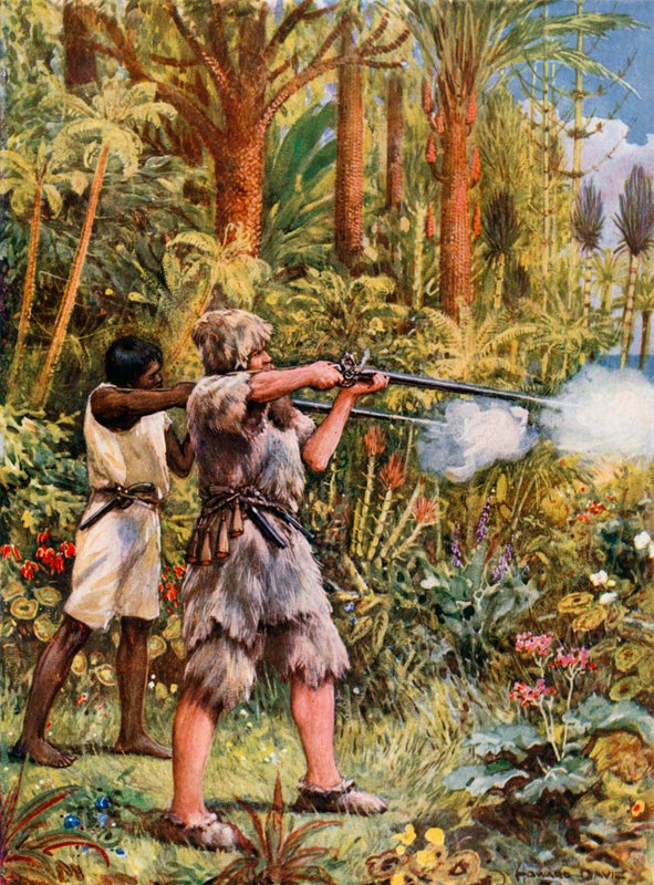 Robinson Crusoe için İllüstrasyon by Howard Davie