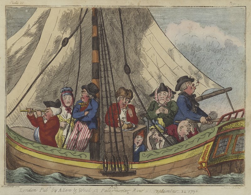 Bir deniz yolculuğu, 1796 (renkli gravür) by Isaac Robert Cruikshank