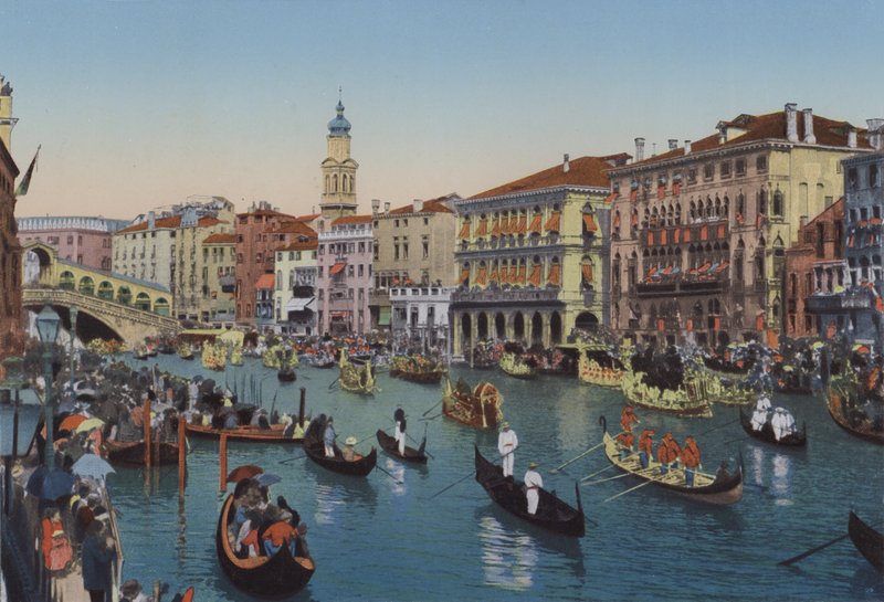 Venedik, Büyük Kanal üzerinde tekne yarışları (renkli fotoğraf) by Italian Photographer