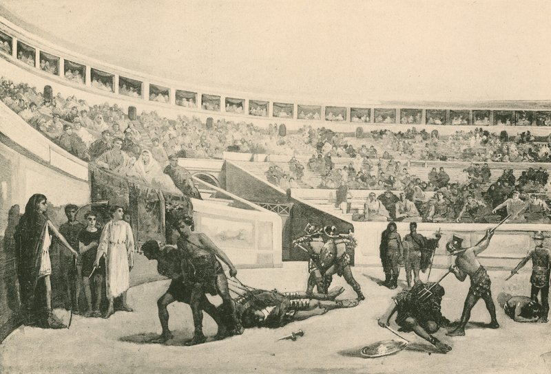 Amfi Tiyatroda Bir Gladyatör Dövüşü (gravür) by Italian School