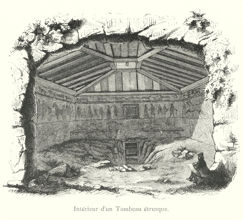 Etrüsk Mezarının İçi (gravür) by Italian School