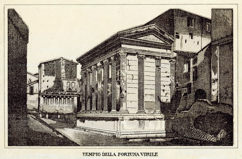 Roma: Virile Fortune Tapınağı (lito) by Italian School