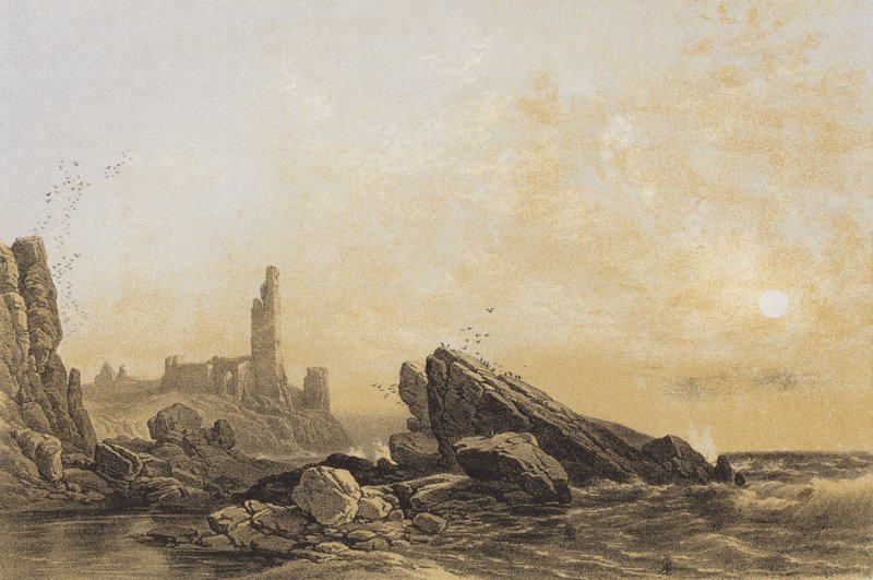 Dunure Kalesi (kromolitho) by James Duffield Harding