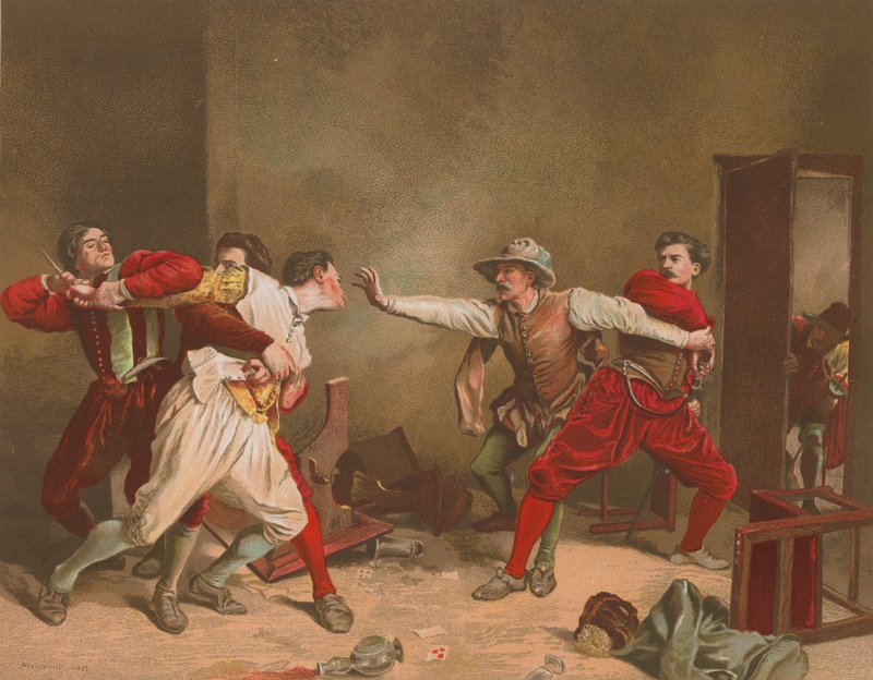 Kavga (kromolitho) by Jean Louis Ernest Meissonier