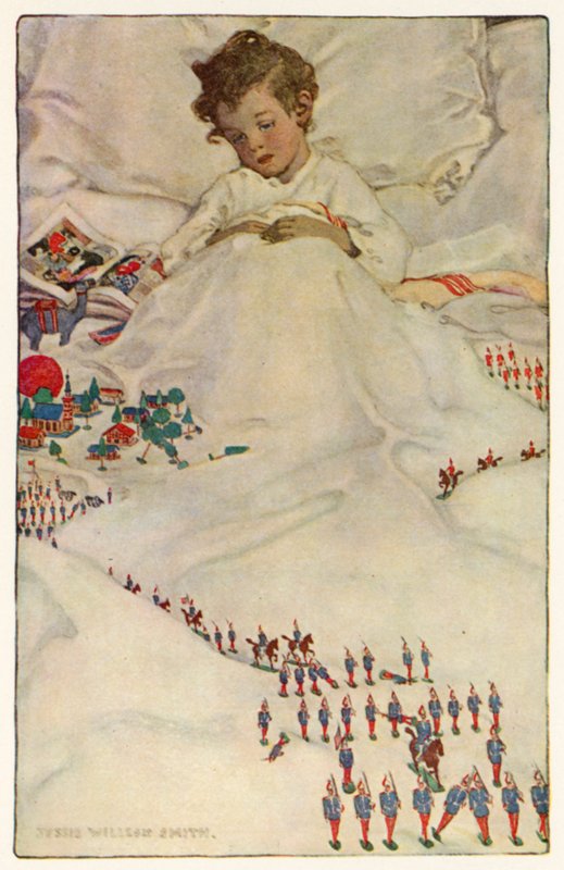 The Land Of Counterpane (renkli taş) by Jessie Willcox Smith