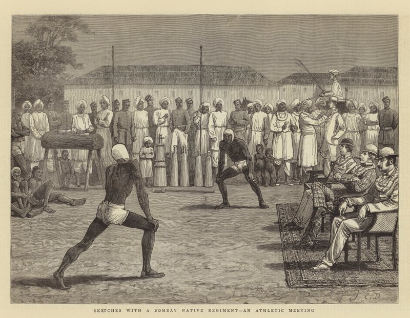 Bombay Yerli Alayı, Atletik Bir Buluşma ile Eskizler by John Charles Dollman