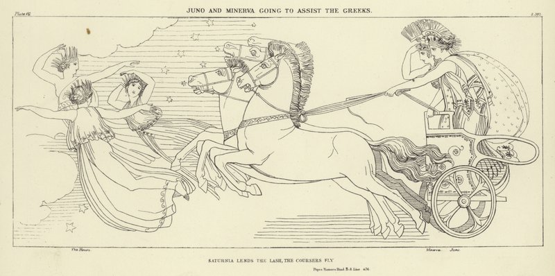 Juno ve Minerva Yunanlılara yardım edecek by John Flaxman