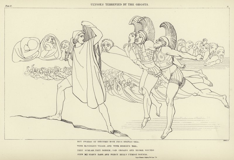 Ulysses Hayaletler tarafından korkutuldu by John Flaxman