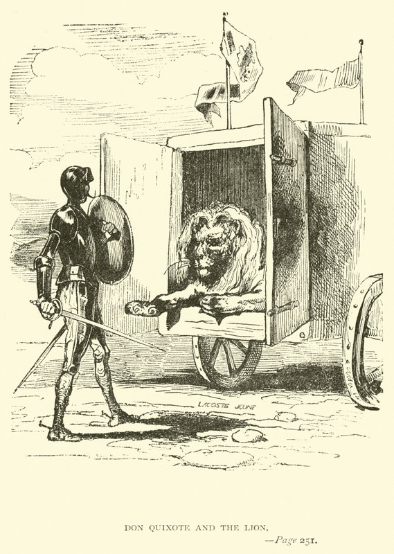Don Kişot ve aslan by John Gilbert