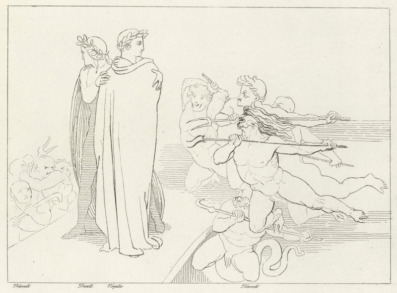 Köprü, Cehennem, Canto 21 (gravür) by John (after) Flaxman