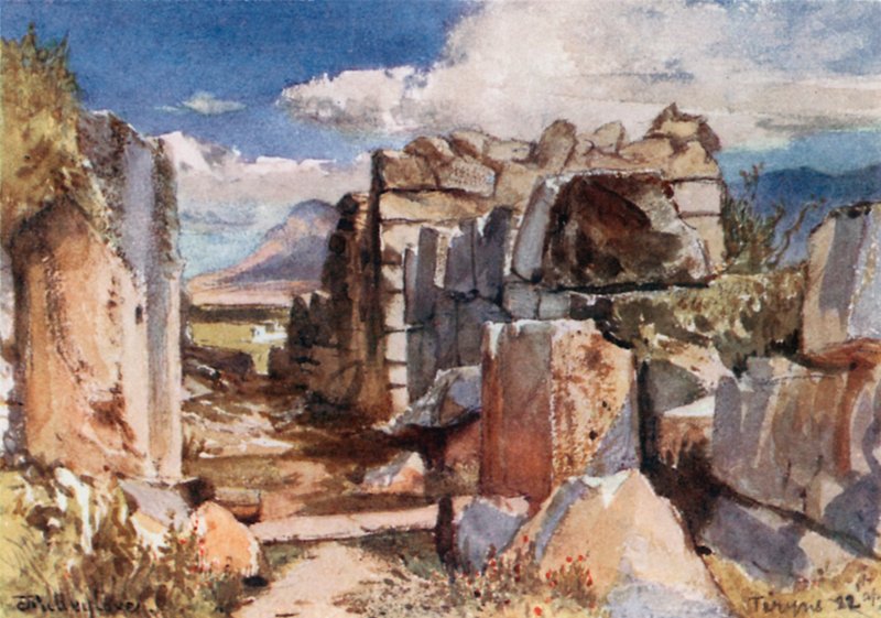 Tiryns. Yukarı Kale Kapısı by John Fulleylove