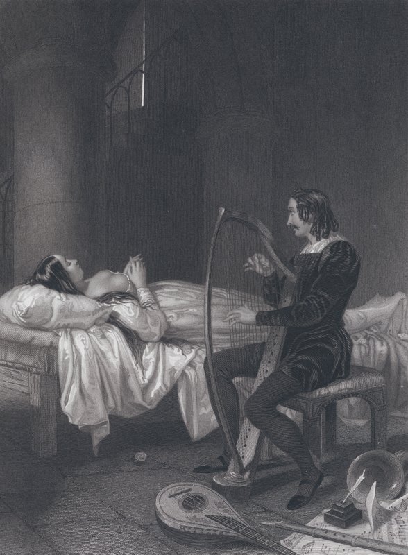 Malamocco müzisyeni (gravür) by John Rogers (after) Herbert