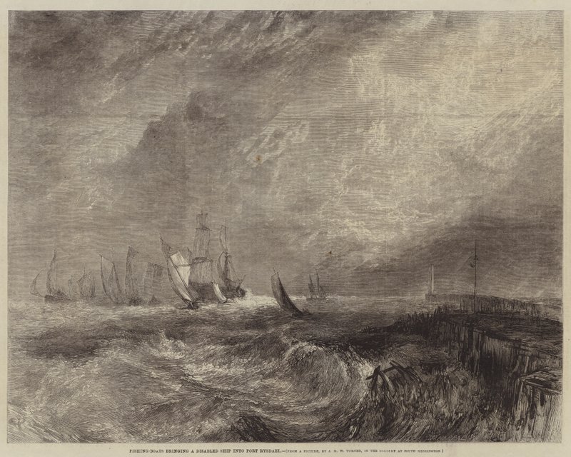 Port Rysdael'e Engelli Bir Gemi Getiren Balıkçı Tekneleri by Joseph Mallord William Turner
