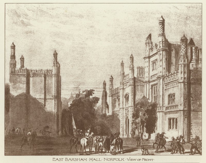 Doğu Barsham Hall, Norfolk (taş) by Joseph (after) Nash