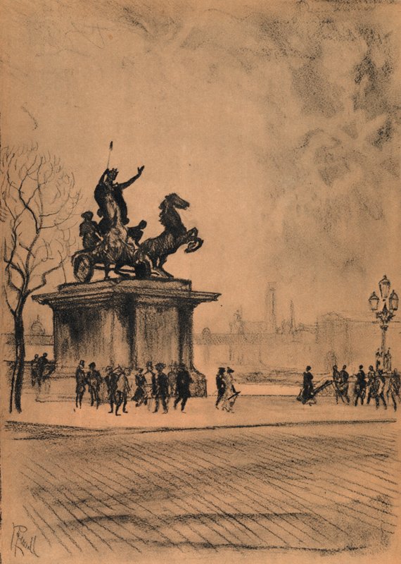 Boadicea, Westminster Köprüsü (taş) by Joseph (after) Pennell