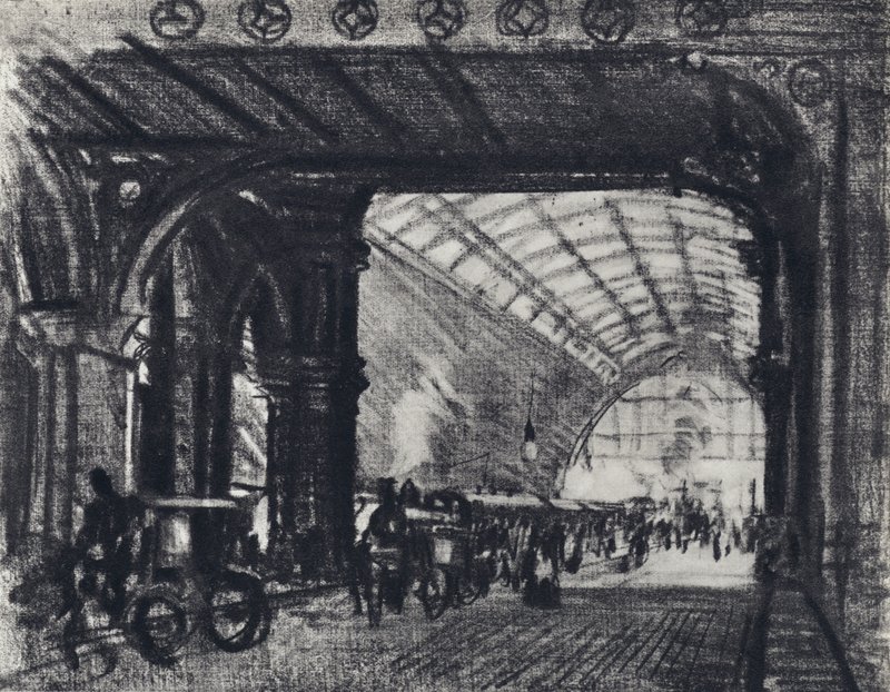 St Pancras İstasyonu (lito) by Joseph (after) Pennell