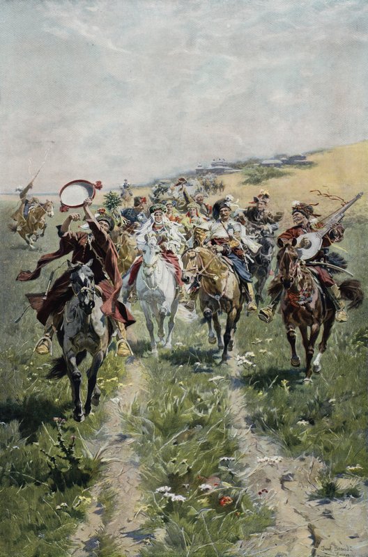 Ukraynalı Kazak gelin alayı by Jozef Brandt