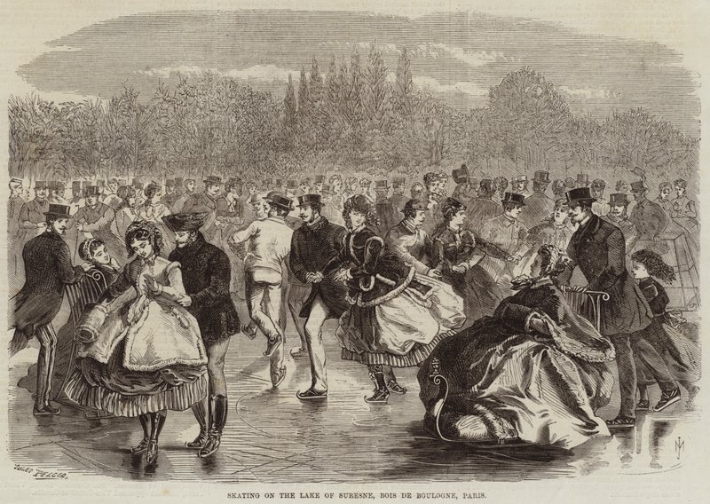 Suresne Gölü'nde buz pateni, Bois de Boulogne, Paris by Jules Pelcoq