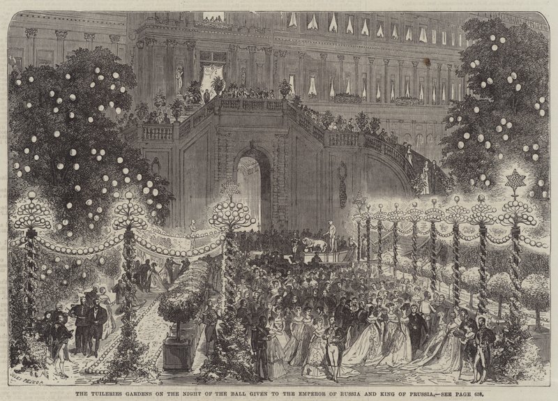 The Tuileries Gardens on the Night of the Ball given to the Emperor of Russia and King of Prussia  by Jules Pelcoq
