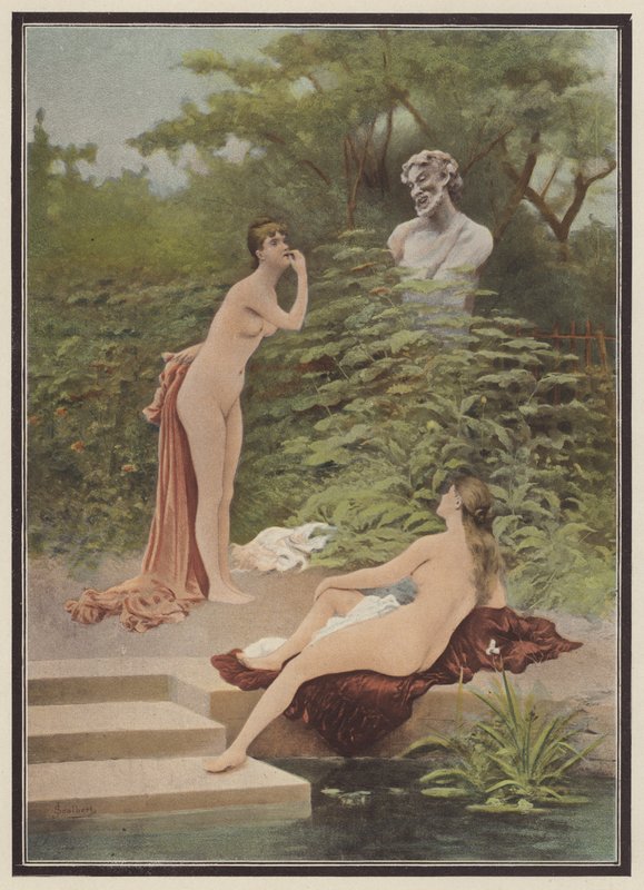 Alaycılık, banyo yapan kadınlar (renkli taş) by Jules (after) Scalbert