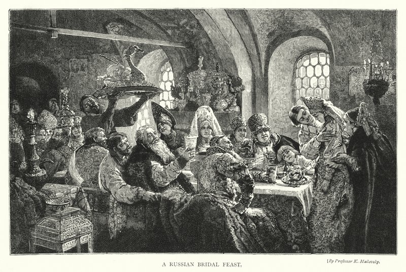 Bir Rus Gelin Bayramı (gravür) by Konstantin Egorovich Makovsky