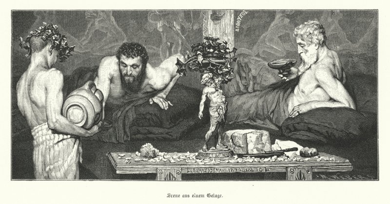 Yunan Şarabı (gravür) by Lawrence (after) Alma Tadema