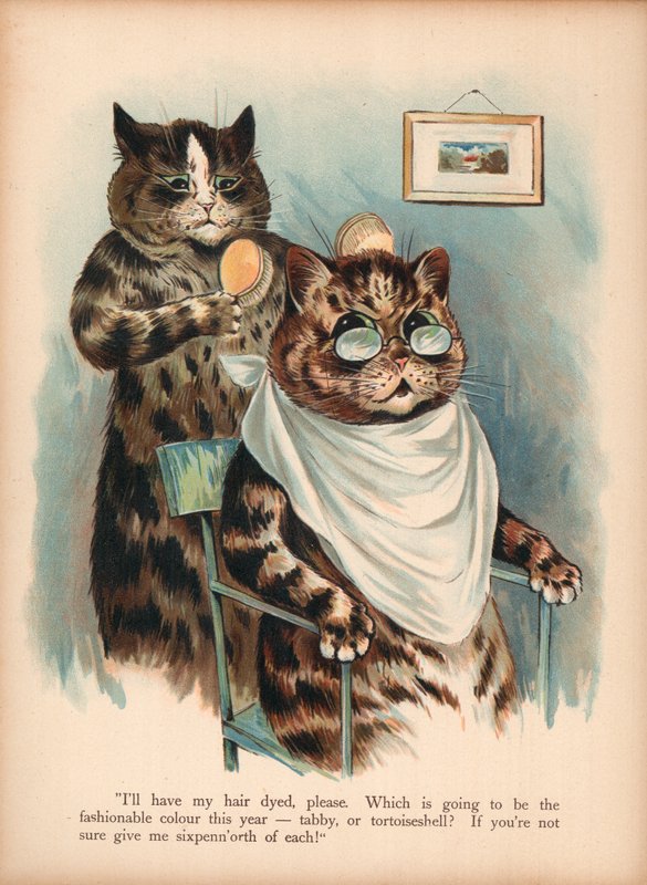 Louis Wain Kedileri (kromolitho) by Louis Wain