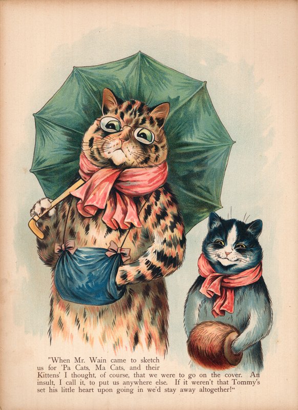 Louis Wain Kedileri (kromolitho) by Louis Wain