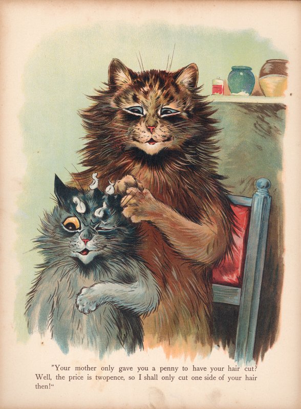 Louis Wain Kedileri (kromolitho) by Louis Wain