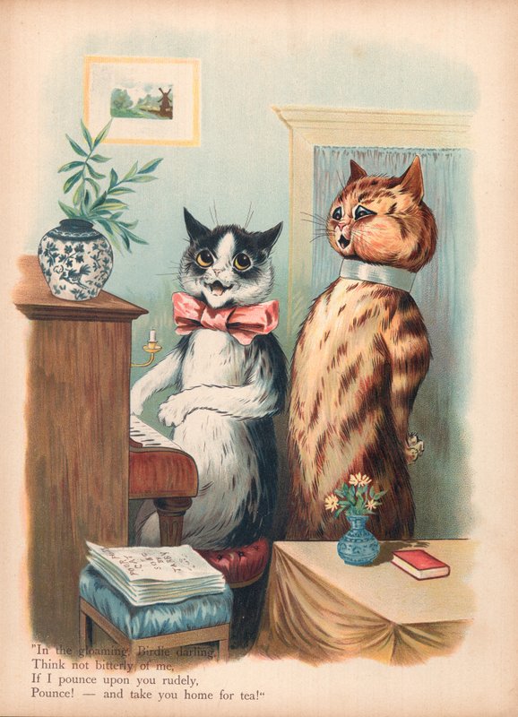 Louis Wain Kedileri (kromolitho) by Louis Wain